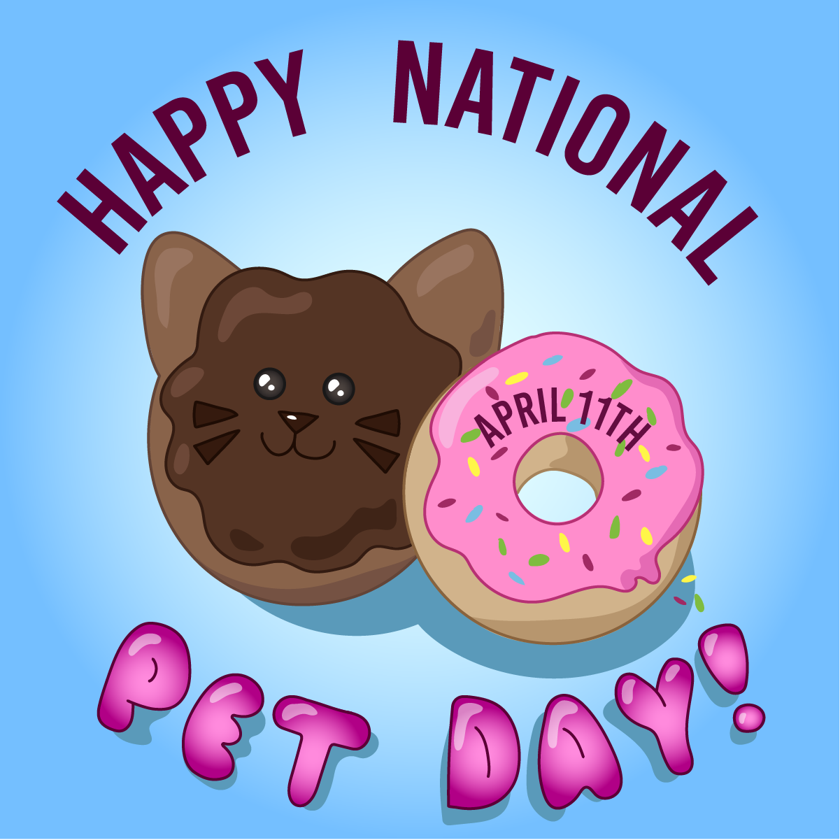 donut cat with the words happy national pet day