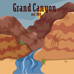 drawn image of the grand canyon